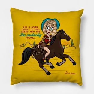 “On a quest” cowgirl pin up Pillow