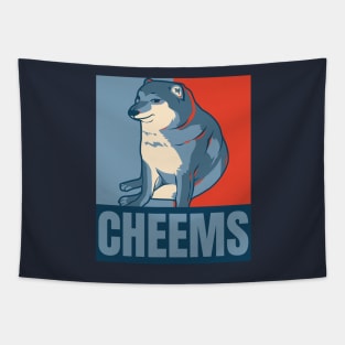 Cheems Political Poster Style Dog Meme Tapestry