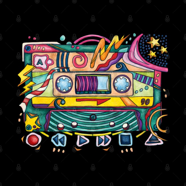 80s cassette tape with pop colors by NadiaChevrel