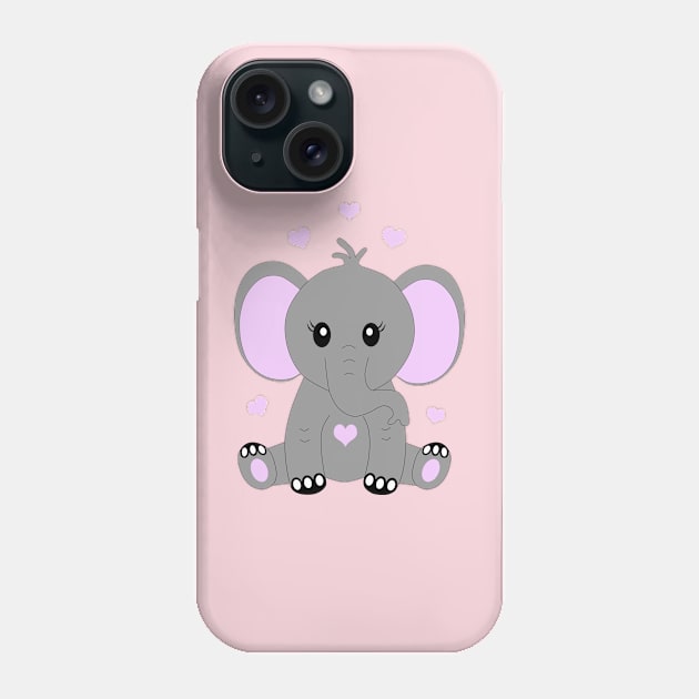 Cute baby elephant in pink Phone Case by MarionsArt