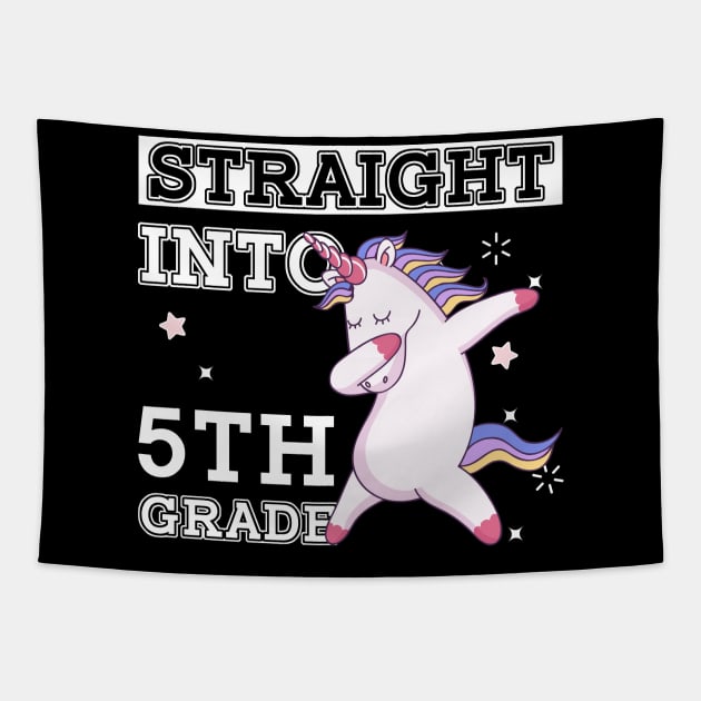 Straight Outta 5th Grade Unicorn Back To School Gift Tapestry by kateeleone97023