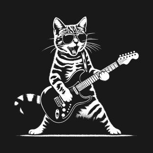 Guitar Cat Novelty Rock Music Band Concert Funny Cat T-Shirt