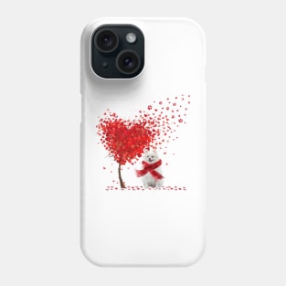 Valentine's Day Heart Tree Love White Pomeranian Phone Case