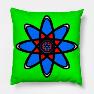 Red and Blue Atom - Flower Pillow