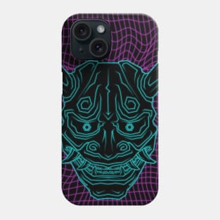 Aesthetic Synthwave Neon Blue Oni Demon Phone Case