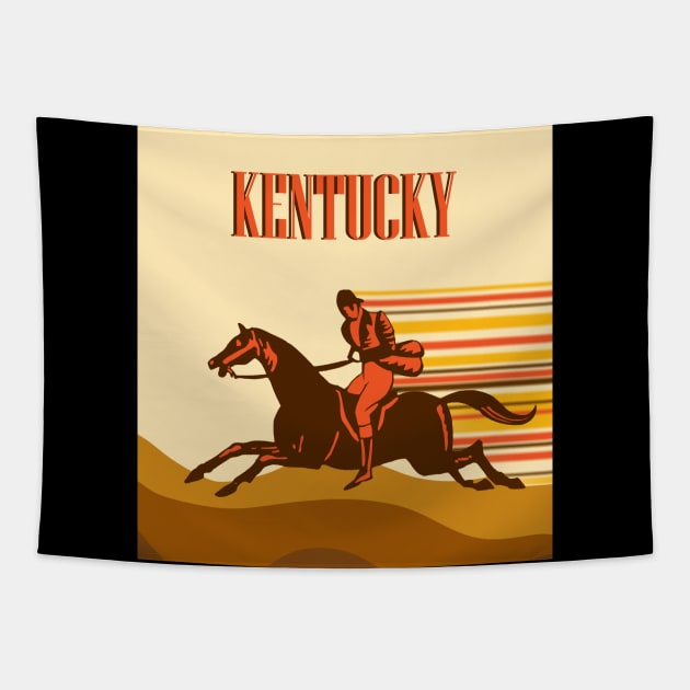 Horse Racing Kentucky Horse rider Tapestry by Fersan