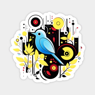 Geometric art style blue jay avian bird design nature themed wildlife lover Magnet