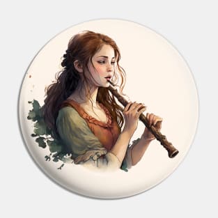 musical instrument | beautiful girl with flute Pin