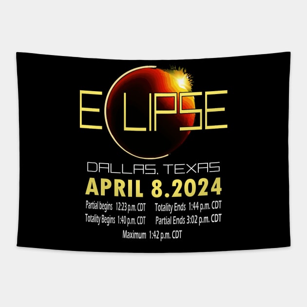 Total Solar Eclipse In Dallas, Texas 2024 April 8th Tapestry by AlmaDesigns