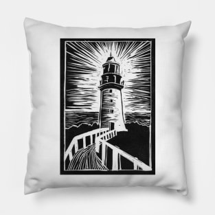 Lighthouse Linocut Pillow