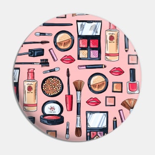 Fashion Girl Loving Make up Products Pattern Artwork Pin