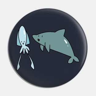 Dolphin and Squid Pin