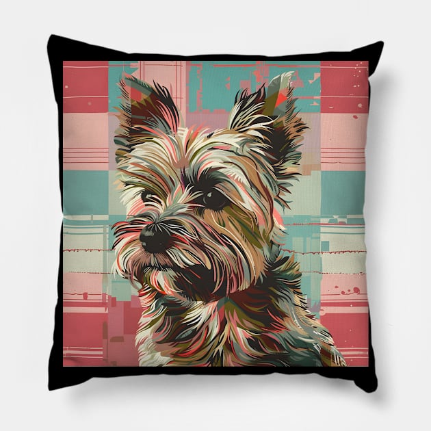 Retro Cairn Terrier: Pastel Pup Revival Pillow by NatashaCuteShop