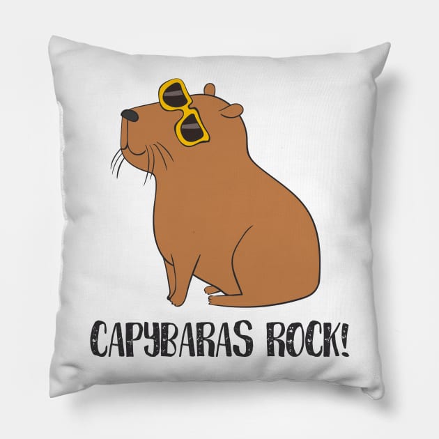 Capybaras Rock! Funny Cute Capybara Love Pillow by Dreamy Panda Designs