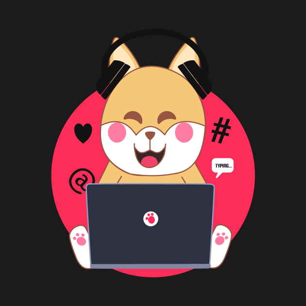 Kawaii shiba inu dog working from home by Ralph Hovsepian