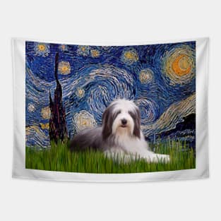 Bearded Collie in Adapted Starry Night Tapestry