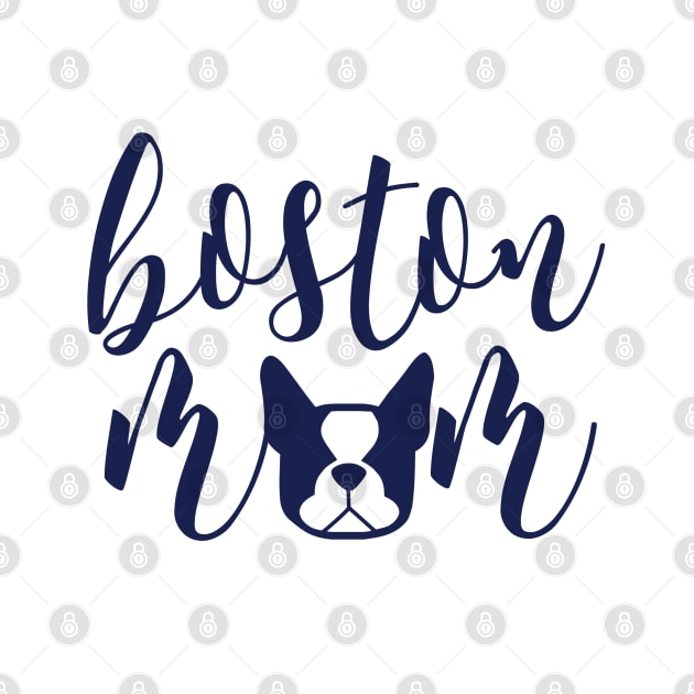 Boston Terrier Mom - Boston fur mama in navy blue - Boston Terrier decal sticker by smooshfaceutd