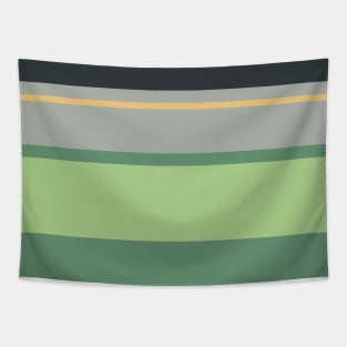 An ideal fuse of Silver Foil, Onyx, Slate Green, Laurel Green and Sand stripes. Tapestry