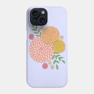 Retro flower garden botanical design in pink and light blue Phone Case