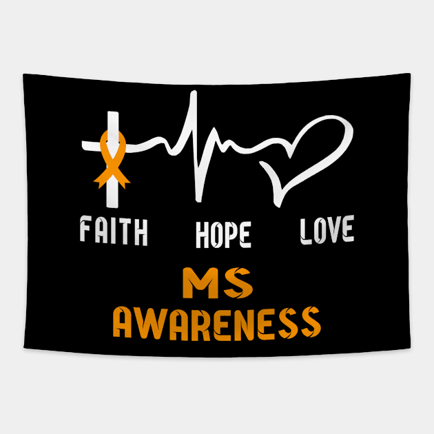 Faith Hope Love MS Awaneress Support MS Gifts Tapestry by ThePassion99