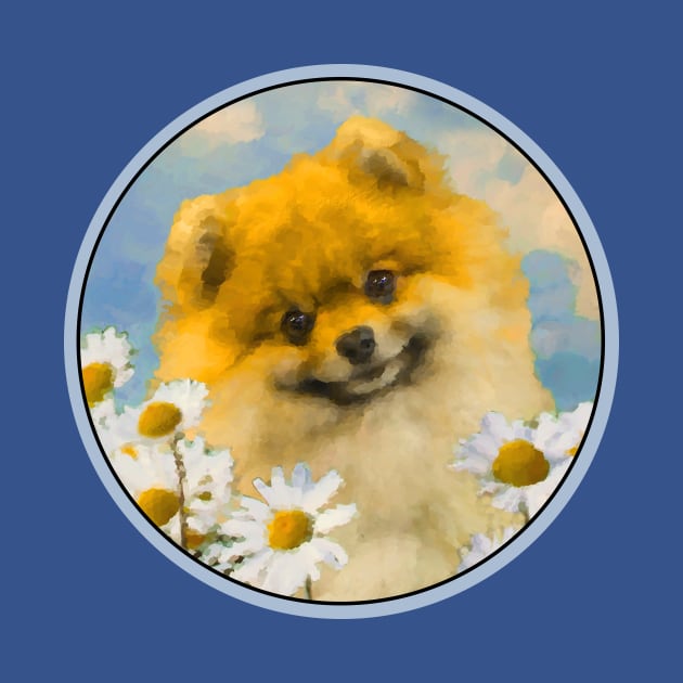 Pomeranian in Daisies (Orange) by Alpen Designs