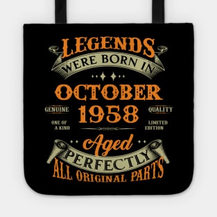 65th Birthday Gift Legends Born In October 1958 65 Years Old Tote