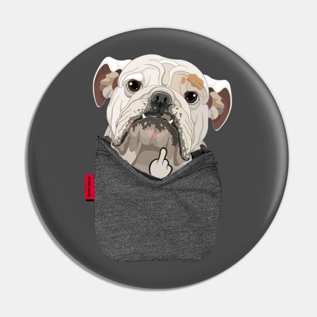 Bulldog FU Pocket Pin by darklordpug