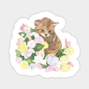 Cat with flowers Magnet