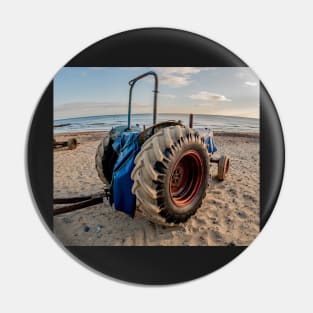 Closeup fisheye view of a tractor used for crab fishing on Cromer beach Pin