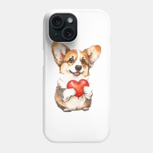 Valentine Pembroke Welsh Corgi Holding Heart Phone Case