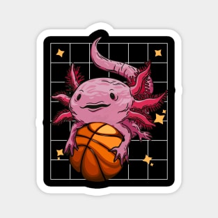 Axolotl Playing Basketball Sport, Basketball Axolotl Magnet