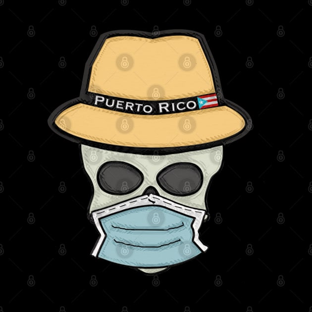 Puerto Rico Boricua Masked Skull Fedora Hat by SoLunAgua