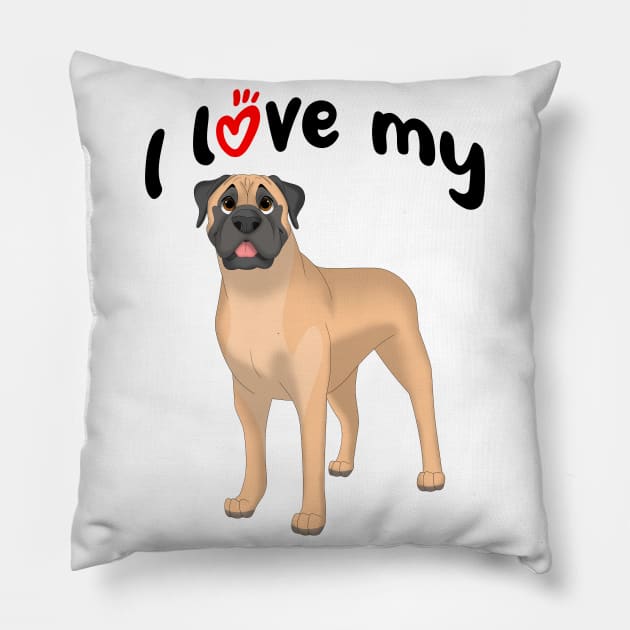 I Love My Bullmastiff Dog Pillow by millersye