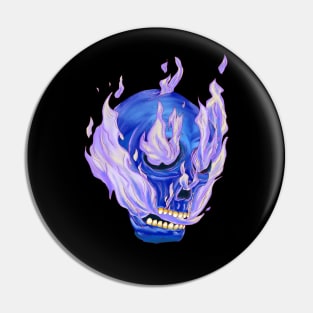 Skull on Fire Blue version Pin