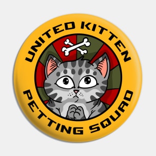 cute kitten petting squad. cat loving army emblem. Pin