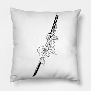 Katana and Roses for Inktober Pillow