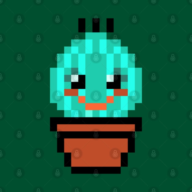 Happy Pixel Art Cactus by Contentarama