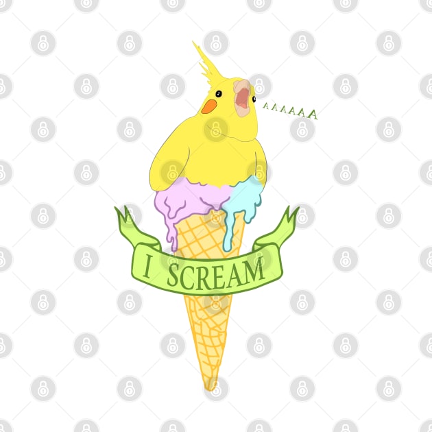 ice cream - I scream - yellow cockatiel by FandomizedRose