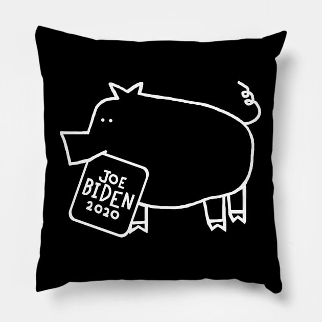 Whiteline Cute Pig with Joe Biden 2020 Sign Pillow by ellenhenryart