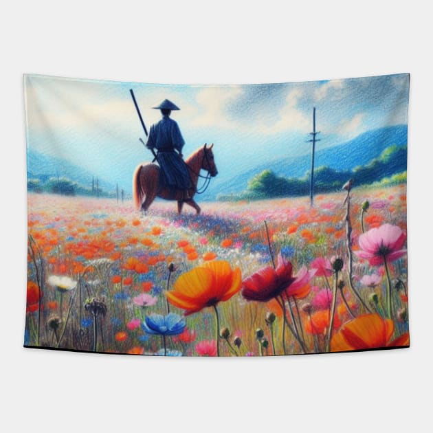 wildflowers and samurai - anime Tapestry by AnimeVision