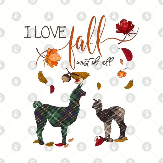 Llama Lovers - I Love Fall Most of All by IconicTee