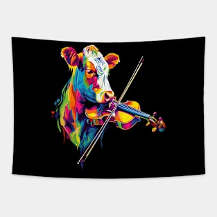 Cow Playing Violin Tapestry