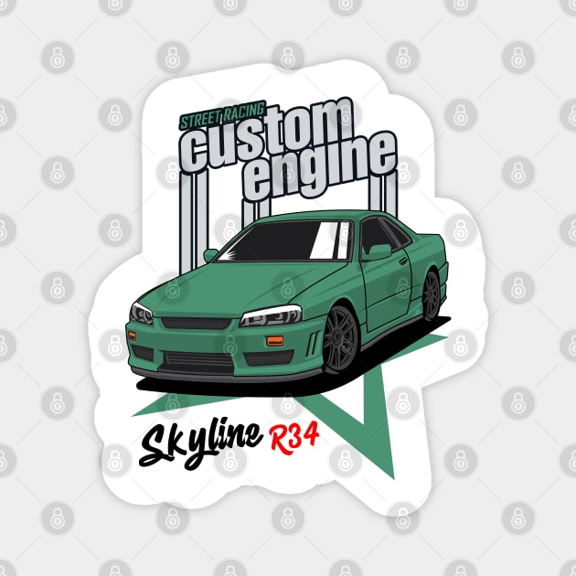 legend GTR R34 Custom Engine Magnet by Car_Designer