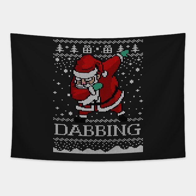 Ugly Christmas Sweater Dabbing Santa Shirt Jolly AF T-shirt Tapestry by vo_maria