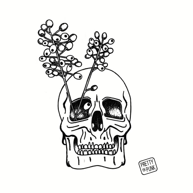 Inktober Poisonous Plants Skull by prettyinpunk