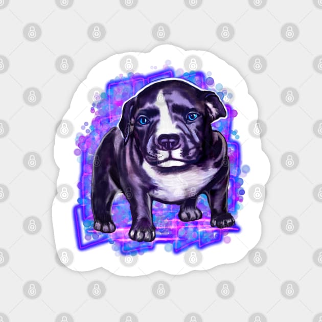 pit bull dog puppy painting - cute blue line pittie with piercing blue eyes Magnet by Artonmytee