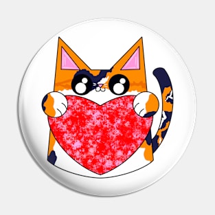 Rose The Calico Cat With Valentines Heart Pin