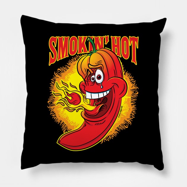 Smokin Hot Spicy Flaming Red Hot Chili Pepper Pillow by eShirtLabs