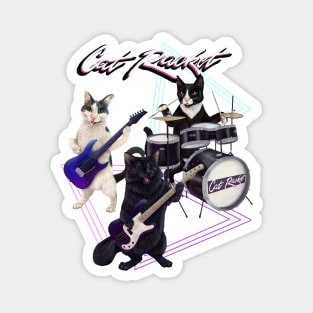 Cat Racket- Cat band on guitar, bass, and drums Magnet