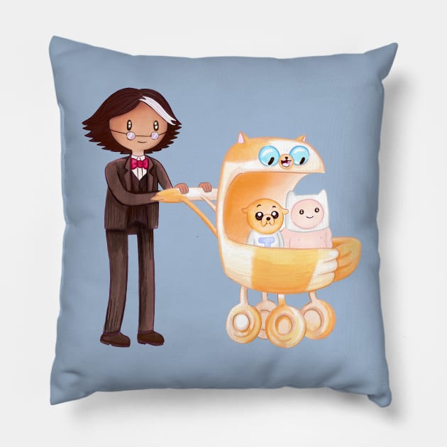 Baby world: Simon, Cake, Finn and Jake -  Adventure Time / Fionna and Cake fan art Pillow by art official sweetener